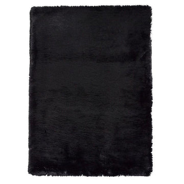 Super Teddy Super Soft Plush Hi Pile Silky Faux Fur Shaggy Black Rug-Think Rugs-Rug Love - The Most Loved Rug Store